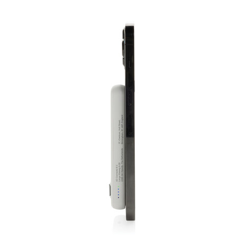 Zen 5000mAh 5W magnetische Bambus-Powerbank aus RCS rPlastik weiß bedrucken, Art.-Nr. P322.9003