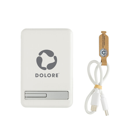 Zen 5000mAh 5W magnetische Bambus-Powerbank aus RCS rPlastik weiß bedrucken, Art.-Nr. P322.9003