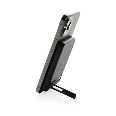 Zen 5000mAh 5W magnetische Bambus-Powerbank aus RCS rPlastik schwarz bedrucken, Art.-Nr. P322.9001