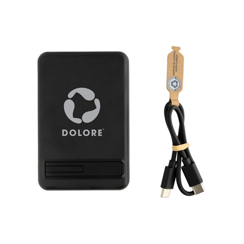 Zen 5000mAh 5W magnetische Bambus-Powerbank aus RCS rPlastik schwarz bedrucken, Art.-Nr. P322.9001