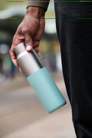 Fluid Flasche aus RCS-zertifiziert recyceltem Stahl, 600ml grün bedrucken, Art.-Nr. P437.0717