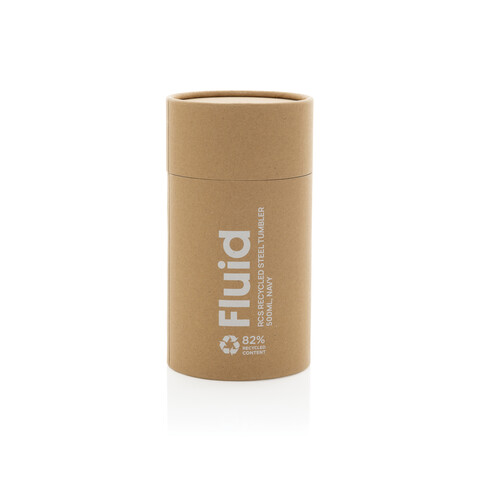 Fluid Becher aus RCS-zertifiziert recyceltem Stahl, 500ml navy blau bedrucken, Art.-Nr. P437.1325