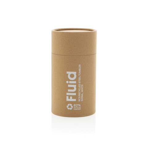 Fluid Becher aus RCS-zertifiziert recyceltem Stahl, 500ml weiß bedrucken, Art.-Nr. P437.1303