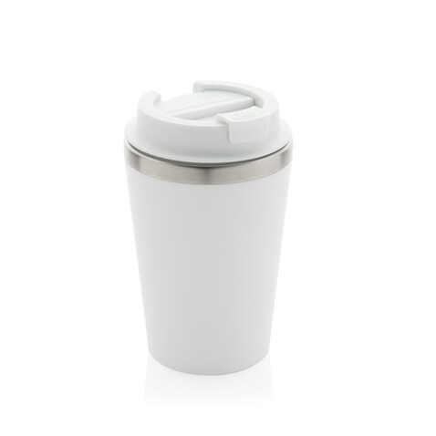 Java 350ml doppelwandiger Becher aus RCS recyceltem PP weiß bedrucken, Art.-Nr. P437.1403