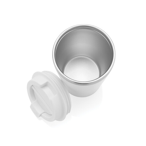 Java 350ml doppelwandiger Becher aus RCS recyceltem PP weiß bedrucken, Art.-Nr. P437.1403