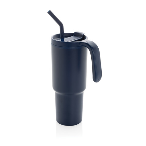 Graphic 360 Becher aus RCS-zertifiziert recyc. Stahl, 900ml navy blau bedrucken, Art.-Nr. P437.3225