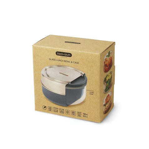 Black+Blum Glass Lunch Bowl 750ml silber bedrucken, Art.-Nr. P439.0402