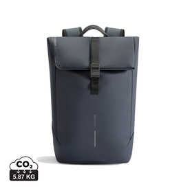 Urban wasserabweisender Flap-Top Rucksack navy blau, schwarz bedrucken, Art.-Nr. P706.2625