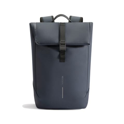 Urban wasserabweisender Flap-Top Rucksack navy blau, schwarz bedrucken, Art.-Nr. P706.2625