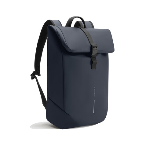 Urban wasserabweisender Flap-Top Rucksack navy blau, schwarz bedrucken, Art.-Nr. P706.2625