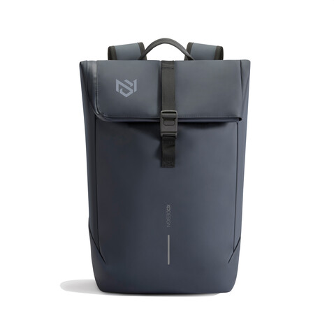 Urban wasserabweisender Flap-Top Rucksack navy blau, schwarz bedrucken, Art.-Nr. P706.2625