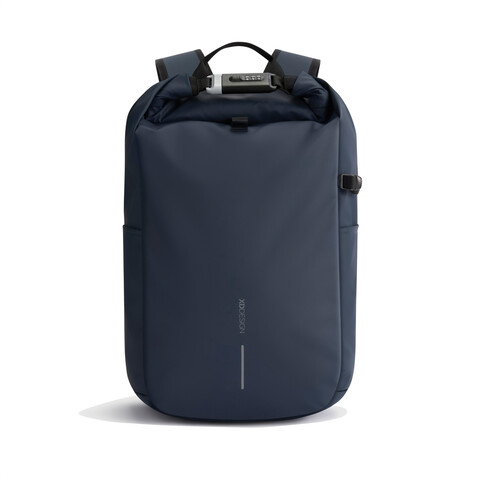Urban wasserabweisender Anti-Diebstahl Rucksack navy blau, schwarz bedrucken, Art.-Nr. P706.2825