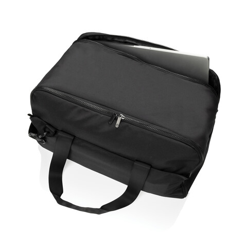 Swiss Peak Aware™ RPET 15,6&quot; Laptop-Wochenendtasche schwarz bedrucken, Art.-Nr. P707.2701