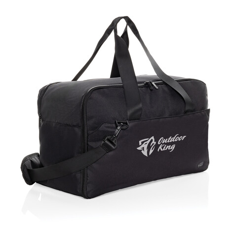 Swiss Peak Aware™ RPET 15,6&quot; Laptop-Wochenendtasche schwarz bedrucken, Art.-Nr. P707.2701