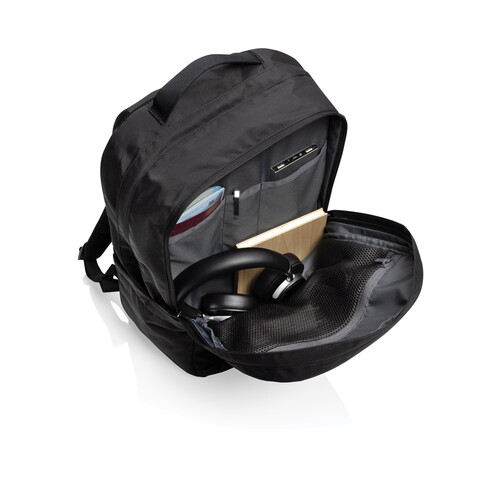 Swiss Peak Aware™ Edin 100% RPET 15,6&quot; Laptop Rucksack schwarz bedrucken, Art.-Nr. P763.4801