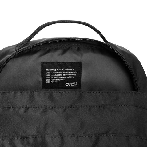 Swiss Peak Aware™ Edin 100% RPET 15,6&quot; Laptop Rucksack schwarz bedrucken, Art.-Nr. P763.4801
