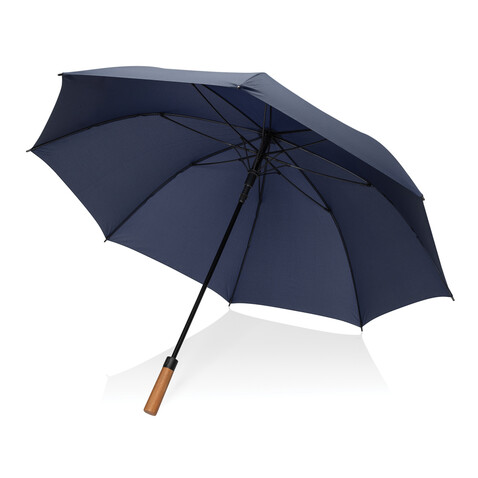 Tony Aware™ RPET 30&quot; Schirm mit auto. Öffnung &amp; Akaziengriff navy blau bedrucken, Art.-Nr. P850.7225