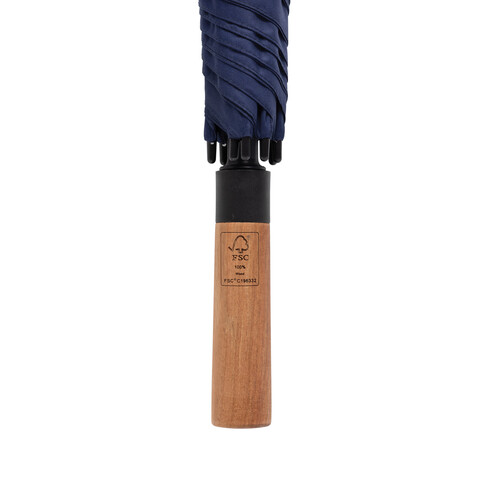 Tony Aware™ RPET 30&quot; Schirm mit auto. Öffnung &amp; Akaziengriff navy blau bedrucken, Art.-Nr. P850.7225