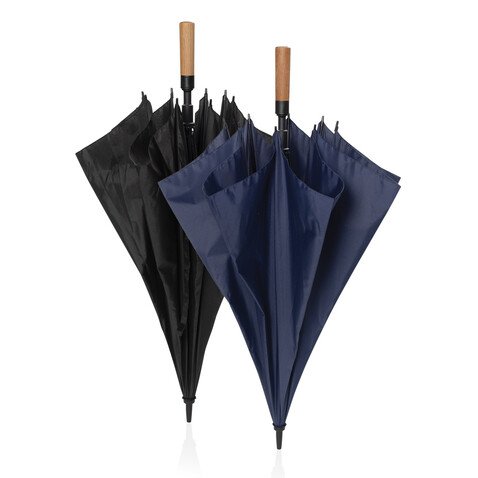Tony Aware™ RPET 30&quot; Schirm mit auto. Öffnung &amp; Akaziengriff navy blau bedrucken, Art.-Nr. P850.7225