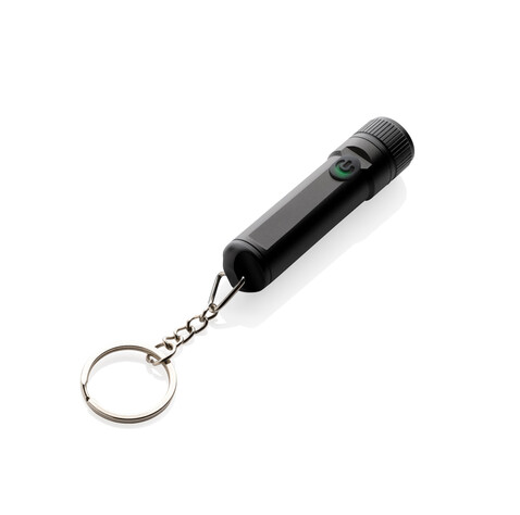 Gear X wiederaufladbare ultrahelle Key-Chain Taschenlampe schwarz bedrucken, Art.-Nr. P514.5001