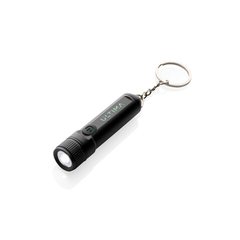Gear X wiederaufladbare ultrahelle Key-Chain Taschenlampe schwarz bedrucken, Art.-Nr. P514.5001