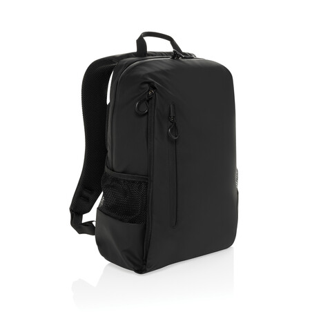 Lima Aware™ RPET wasserabweisender 15,6" Laptop-Rucksack schwarz bedrucken, Art.-Nr. P763.4401 Lima Aware™ RPET wasserabweisender 15,6" Laptop-Rucksack schwarz bedrucken, Art.-Nr. P763.4401