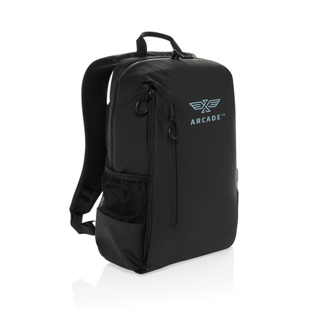 Lima Aware™ RPET wasserabweisender 15,6" Laptop-Rucksack schwarz bedrucken, Art.-Nr. P763.4401 Lima Aware™ RPET wasserabweisender 15,6" Laptop-Rucksack schwarz bedrucken, Art.-Nr. P763.4401