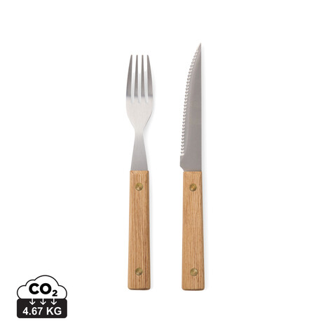 VINGA Paso 8-teiliges Grill-Besteck-Set braun bedrucken, Art.-Nr. V4220009