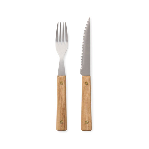 VINGA Paso 8-teiliges Grill-Besteck-Set braun bedrucken, Art.-Nr. V4220009