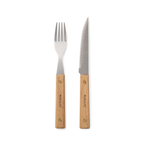 VINGA Paso 8-teiliges Grill-Besteck-Set braun bedrucken, Art.-Nr. V4220009