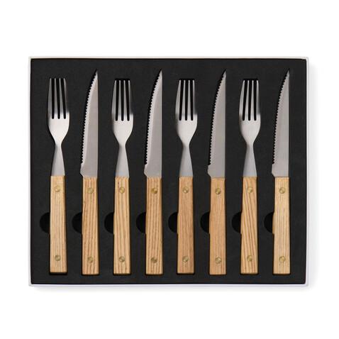 VINGA Paso 8-teiliges Grill-Besteck-Set braun bedrucken, Art.-Nr. V4220009