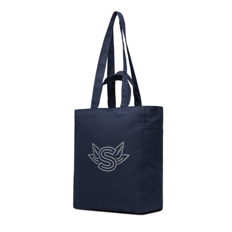 VINGA Hilo AWARE™ Tasche mit Reißverschluss aus rec. Canvas navy blau bedrucken, Art.-Nr. V7620525