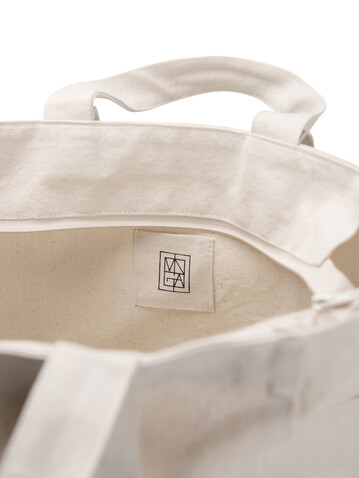 VINGA Hilo AWARE™ Tasche mit Reißverschluss aus rec. Canvas off white bedrucken, Art.-Nr. V7620513