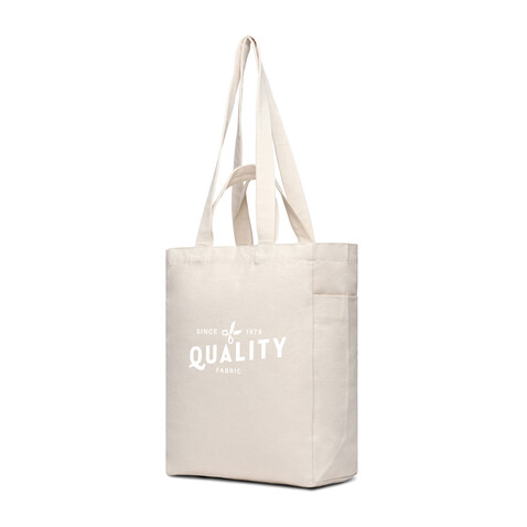 VINGA Hilo AWARE™ Tasche mit Reißverschluss aus rec. Canvas off white bedrucken, Art.-Nr. V7620513