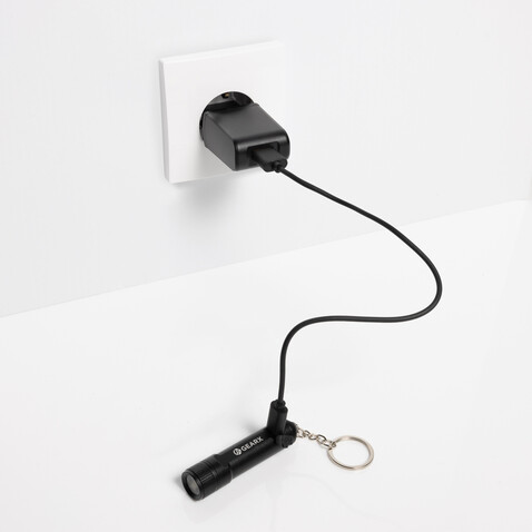 Gear X wiederaufladbare ultrahelle Key-Chain Taschenlampe schwarz bedrucken, Art.-Nr. P514.5001