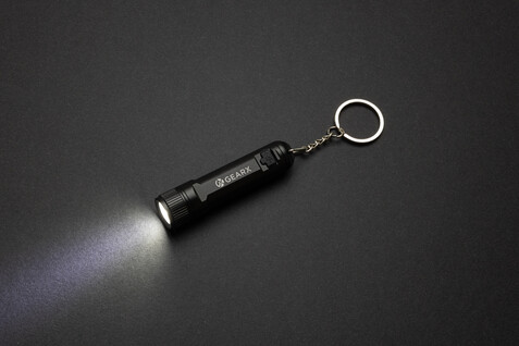 Gear X wiederaufladbare ultrahelle Key-Chain Taschenlampe schwarz bedrucken, Art.-Nr. P514.5001