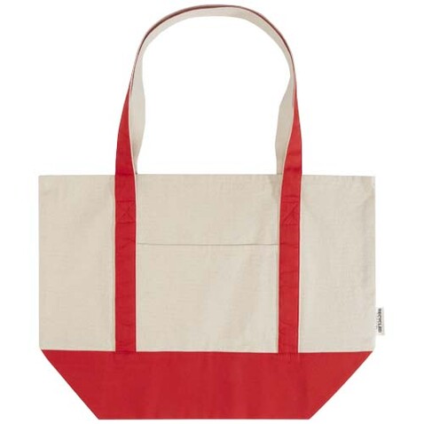 Sam 320 g/m² Tragetasche aus GRS recycelter Baumwolle, rot, natur bedrucken, Art.-Nr. 12074921