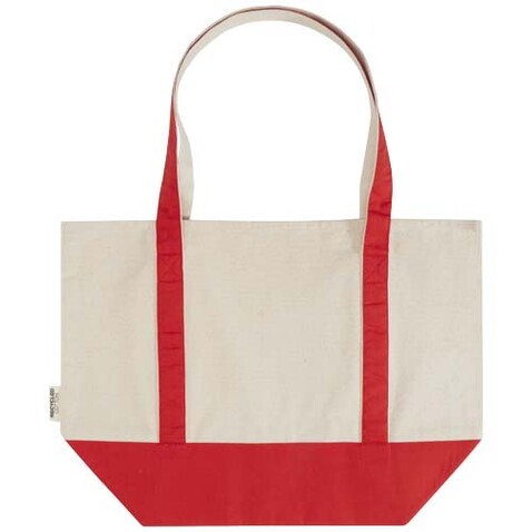 Sam 320 g/m² Tragetasche aus GRS recycelter Baumwolle, rot, natur bedrucken, Art.-Nr. 12074921