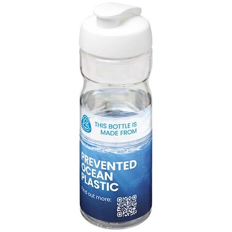 H2O Active® Eco Base 650 ml Sportflasche mit Klappdeckel, transparent, weiss bedrucken, Art.-Nr. 21009792 H2O Active® Eco Base 650 ml Sportflasche mit Klappdeckel, transparent, weiss bedrucken, Art.-Nr. 21009792