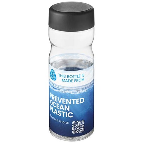 H2O Active® Eco Base 650 ml Sportflasche mit Drehdeckel, transparent, schwarz bedrucken, Art.-Nr. 21043591 H2O Active® Eco Base 650 ml Sportflasche mit Drehdeckel, transparent, schwarz bedrucken, Art.-Nr. 21043591