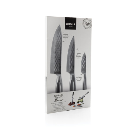 BOSKA Küchenmesser Monaco+, 3er-Set Stahl bedrucken, Art.-Nr. RB307132