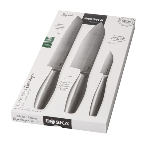 BOSKA Küchenmesser Copenhagen, 3er-Set Stahl bedrucken, Art.-Nr. RB357686
