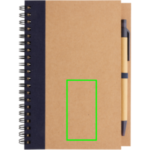 Kraft Spiral-Notizbuch mit Stift schwarz bedrucken, Art.-Nr. P774.261