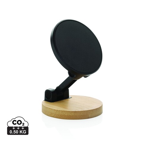 Magmount Telefonständer aus RCS rec. Kunststoff und Bambus schwarz, braun bedrucken, Art.-Nr. P301.2401