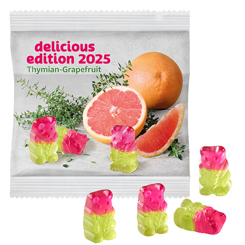 Vegane Thymian-Grapefruit Bärchen, komp. Tüte bedrucken, Art.-Nr. 110714902