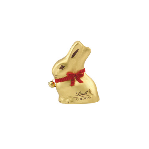 LINDT GOLDHASE IM WERBEAUFSTELLER, 50 g bedrucken, Art.-Nr. 94551