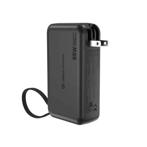 Urban Vitamin Eureka RCS recyceltes 65W-Hybrid-Ladegerät schwarz bedrucken, Art.-Nr. P301.9901