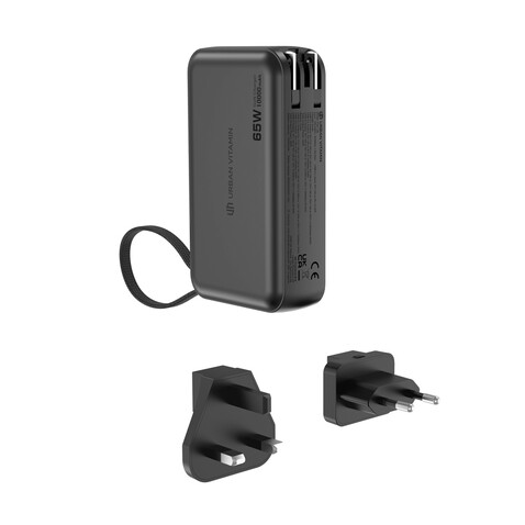 Urban Vitamin Eureka RCS recyceltes 65W-Hybrid-Ladegerät schwarz bedrucken, Art.-Nr. P301.9901