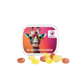 Klappdose, weiß, Mini Bonbons Fruchtmix bedrucken, Art.-Nr. 1015.00073