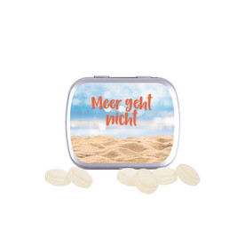 Klappdose, silber-blank, Mini Bonbons Japanische Minze bedrucken, Art.-Nr. 1015.00074